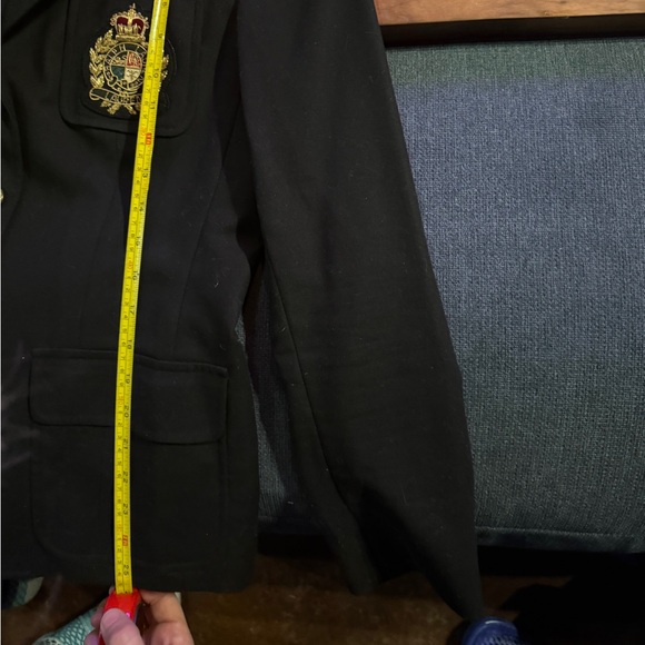 Vtg Lauren Ralph Lauren Womens Blk L/S Gold Buttons Embroidered Pocket Blazer 8 - Picture 9 of 12